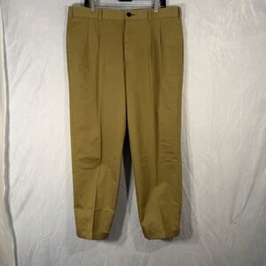 Orvis Pleated Chino Pants Men's Tan FITS A 38x31 Cotton Preppy Dress Pant